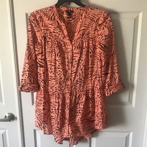 H & M oversized leopard print blouse, salmon color